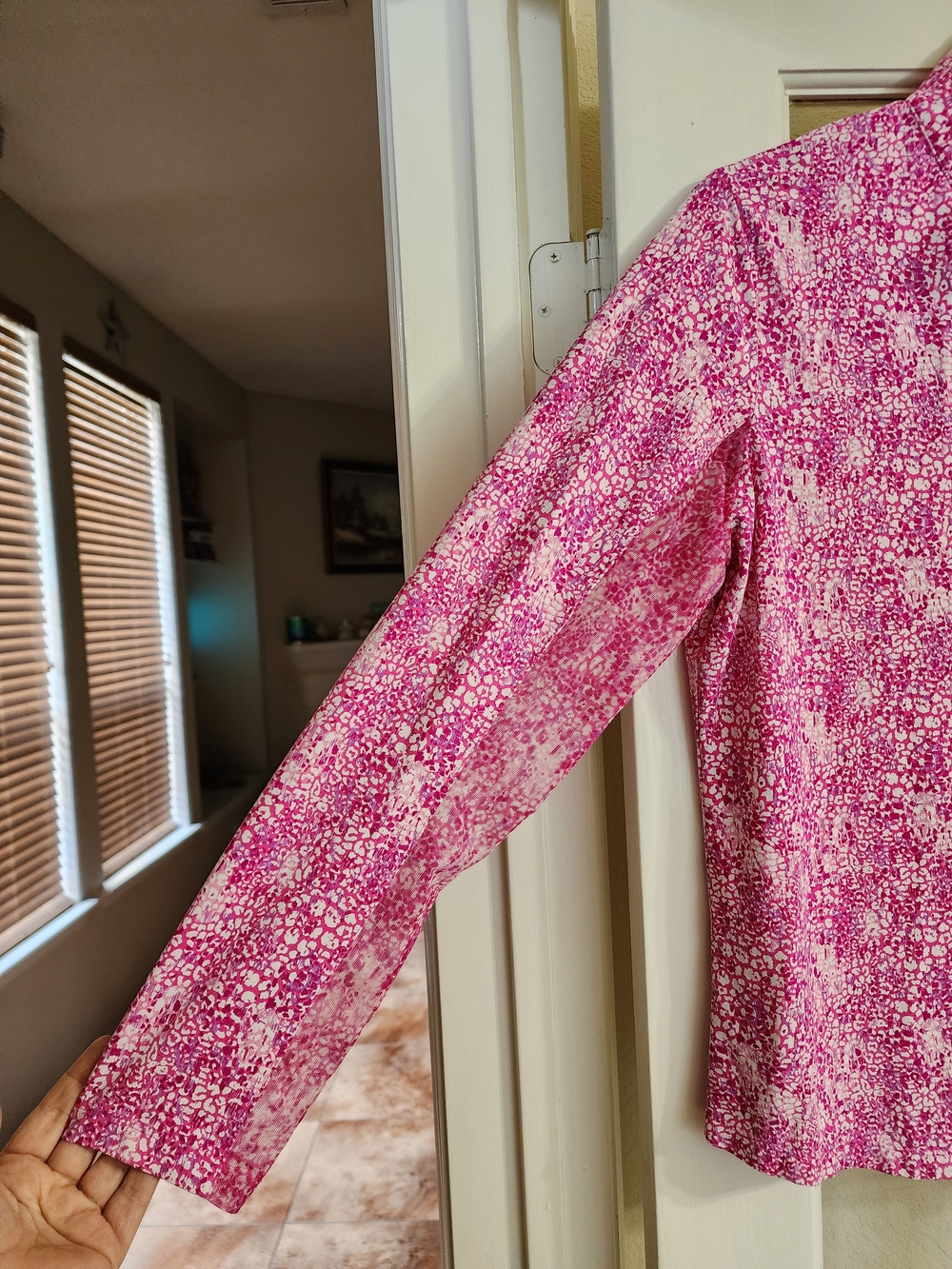 IBKUL XXL Pink Animal Print Mock Neck 1/4 Zip UPF 50 Golf Top - Picture 8 of 11